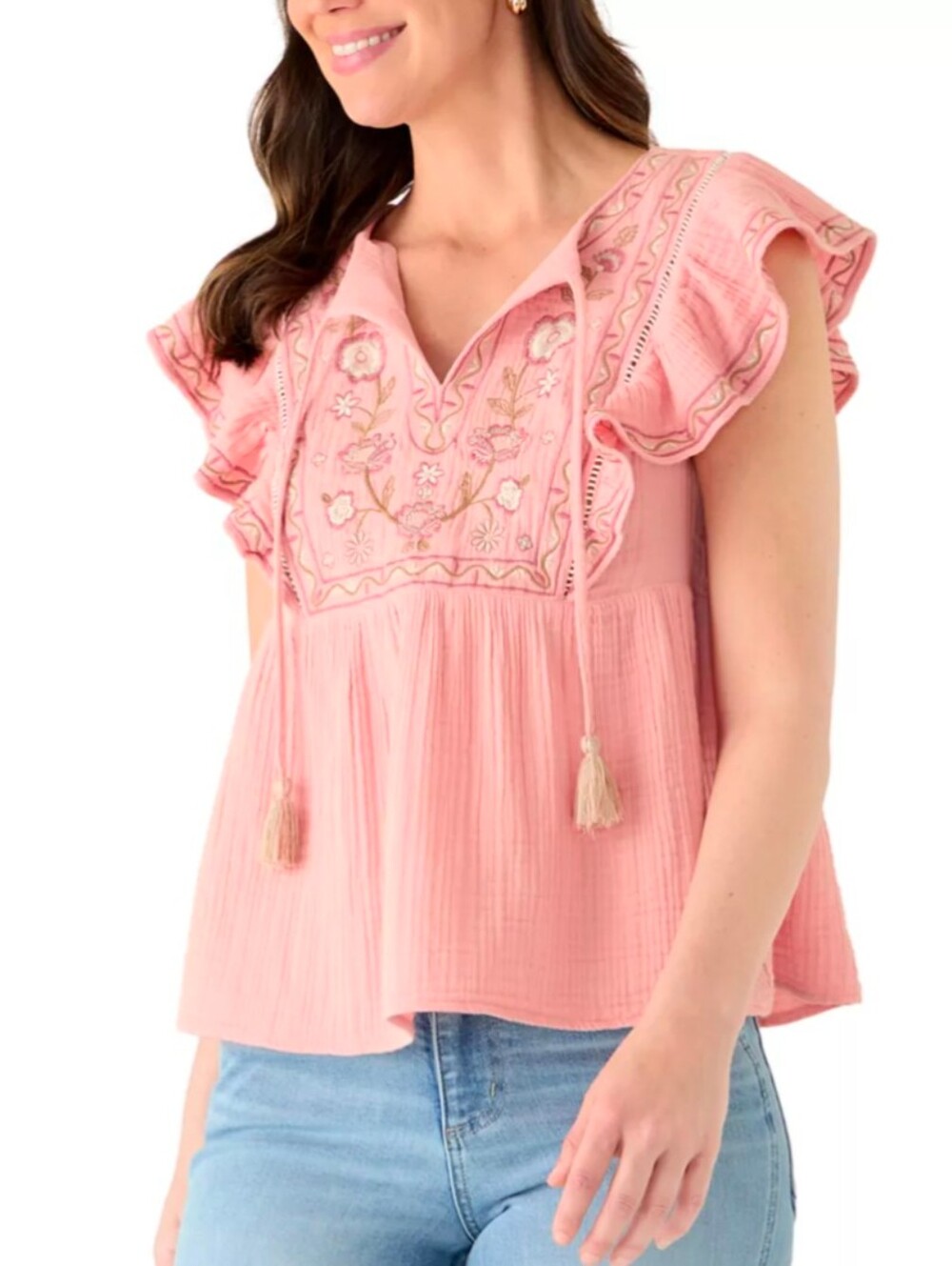 Various Sizes- Wonderly Women's Embroidered Peasant Top-NWT